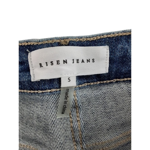 Risen Jeans Womens Medium Wash Distressed High Rise Cuffed Denim Shorts S - Picture 6 of 8